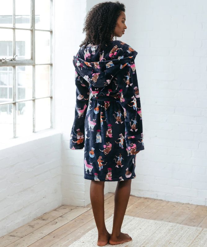 Chelsea Peers Fleece Disco Cats Print Dressing Gown