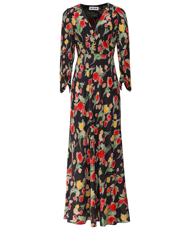 RIXO Selma Silk Midi Dress