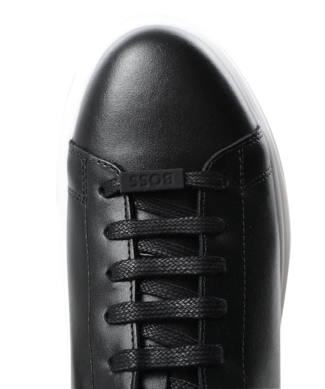 BOSS Leather Bulton Sneakers