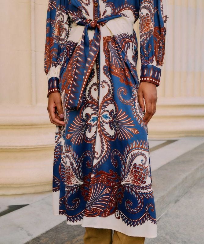 FARM Rio Arabesque Scarf Midi Dress