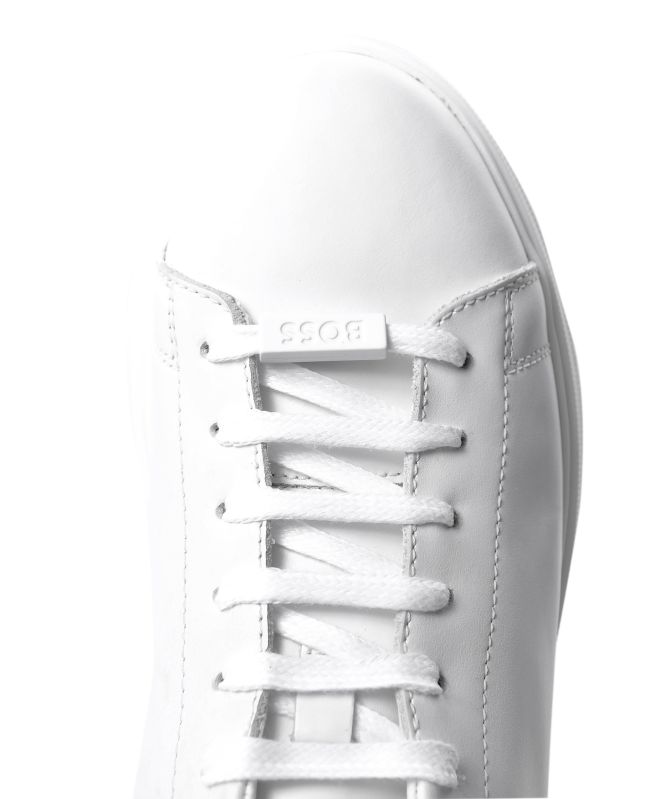BOSS Leather Bulton Sneakers