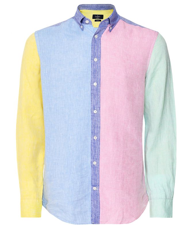 Hackett Slim Fit Linen Multi Panel Shirt