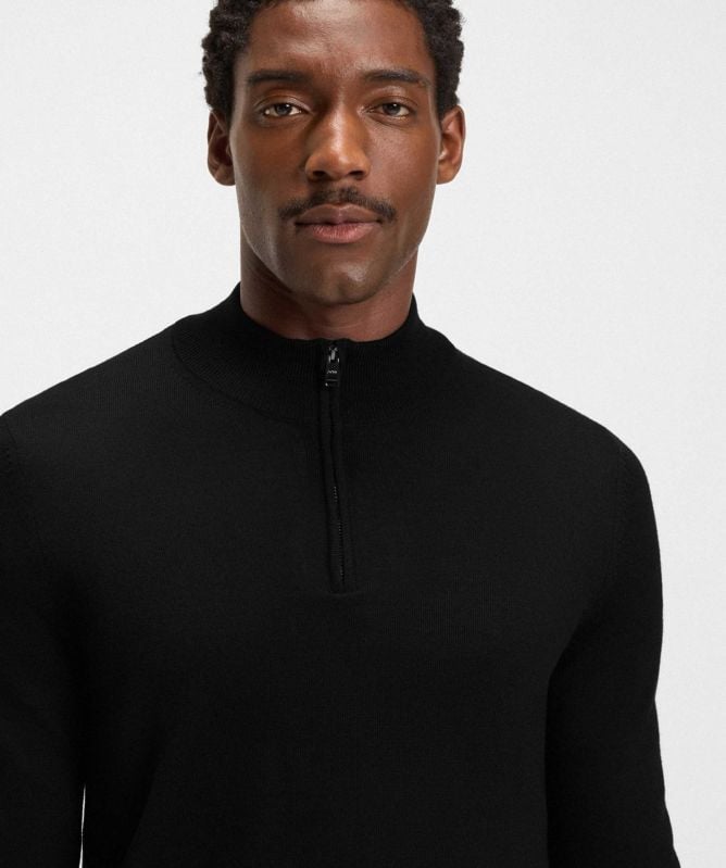 BOSS Virgin Wool Ebenji Zip Jumper