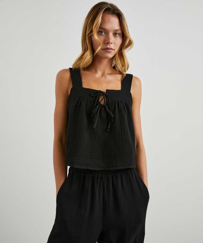 Rails Enya Black Gauze Top