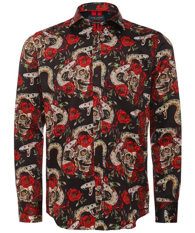 Guide London Slim Fit Skull Shirt