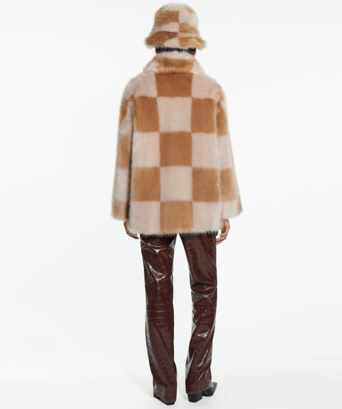 Stand Studio Faux Fur Check Nani Jacket