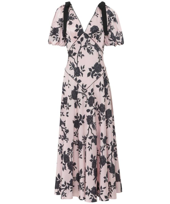 Self-Portrait Satin Floral Midi Dress