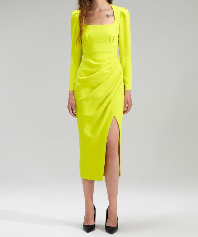 Self-Portrait Crepe Ruched Midi Dress