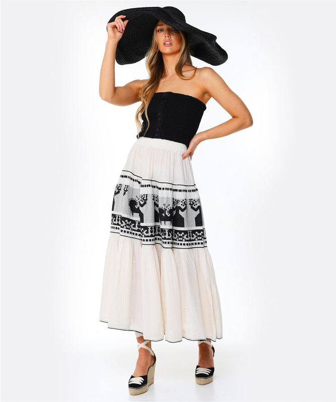 Devotion Twins Embroidered Midi Skirt