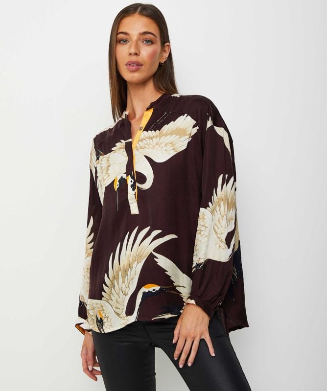 One Hundred Stars Stork Burgundy Darcy Shirt