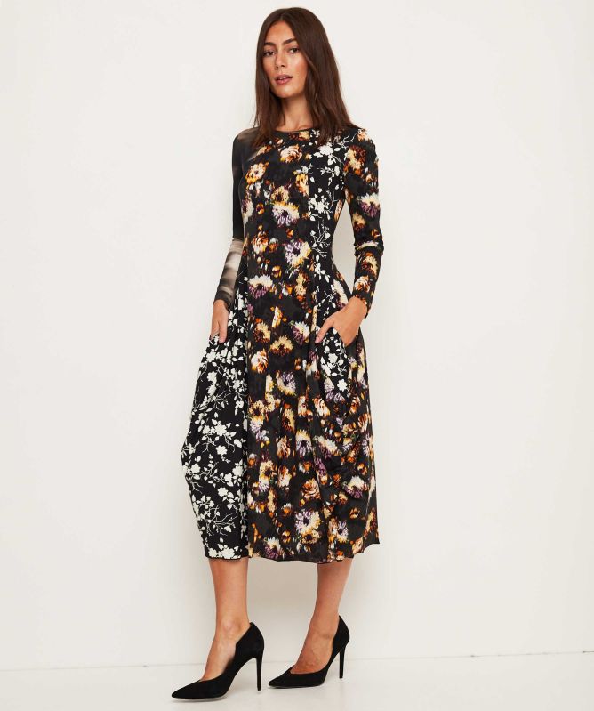 High At Length Mixed Floral Midi Dress | Jules B