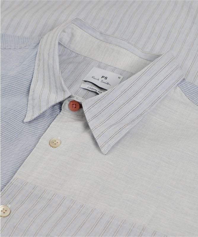 Paul Smith Casual Fit Linen Blend Patchwork Shirt