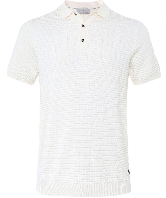 Thomas Maine Cotton Cashmere Waffle Polo Shirt