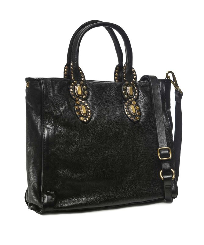 Campomaggi Leather Studded Shopper Bag