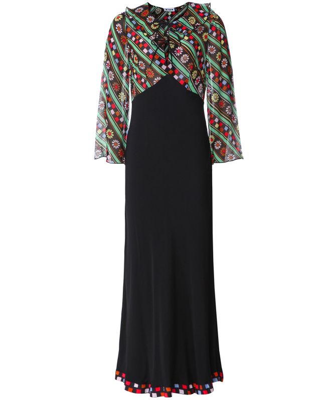 RIXO Lora 50s Stripe Collared Midi Dress