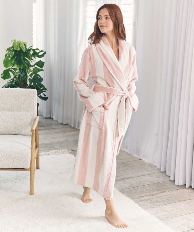 Chelsea Peers Fleece Stripe Long Dressing Gown