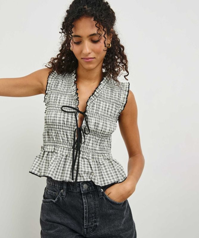 Rails Martine Smocked Gingham Top