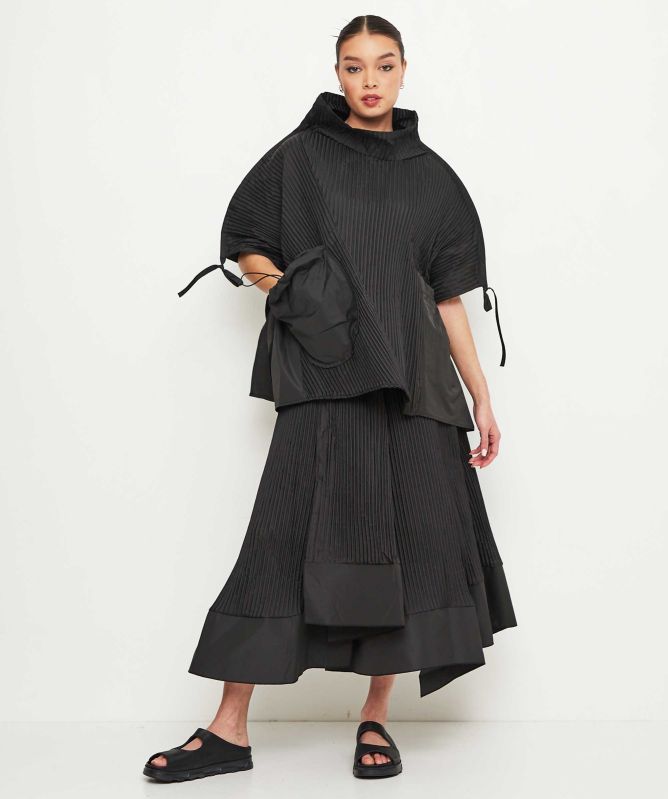 Bize Pleated Poncho Blouse