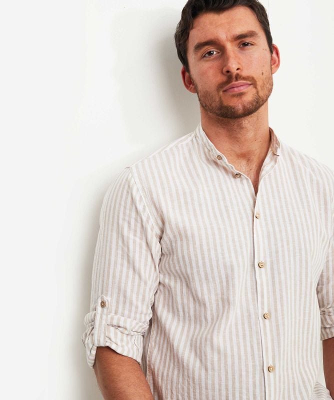 Seinse Linen Cotton Striped Shirt