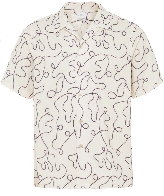 Paul Smith Scribble Embroidery Short-Sleeve Shirt