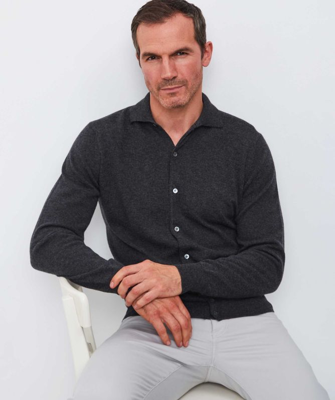 Filippo De Laurentiis Wool Cashmere Polo Cardigan