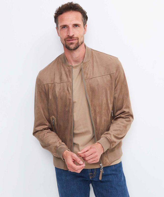 Seinse Faux Suede Bomber Jacket