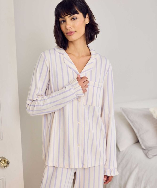 Chelsea Peers Cotton Stripe Long Pajamas