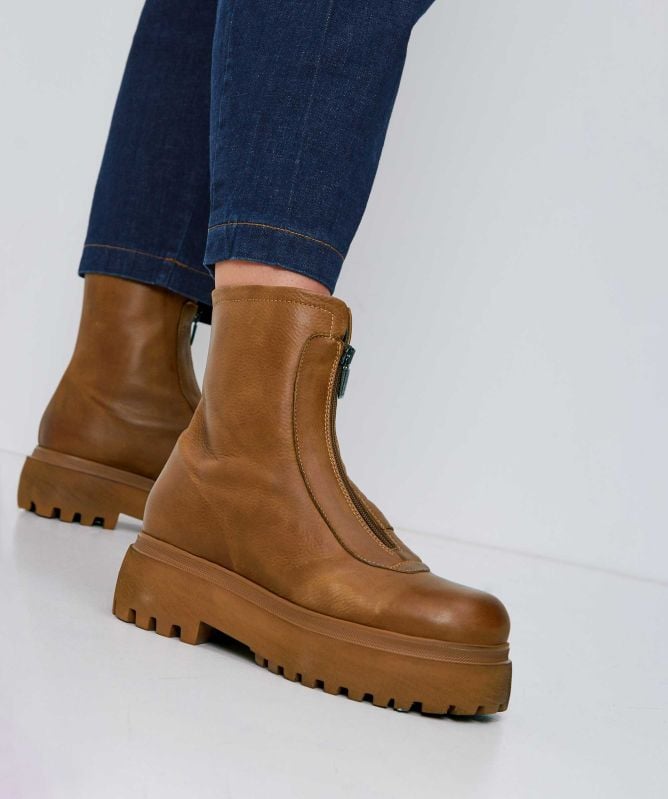 Lofina Zip Ankle Platform Boots