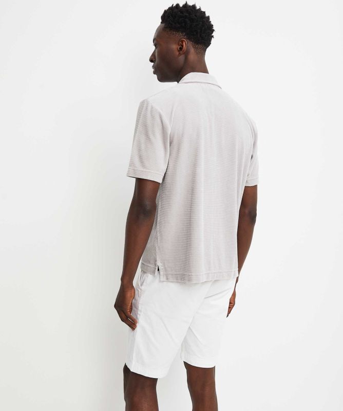 unfeigned Button-Down Velour Polo Shirt