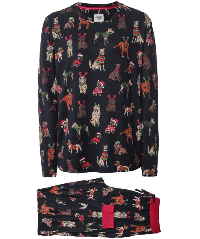 Chelsea Peers 12 Dogs of Christmas Print Long Pyjama Set