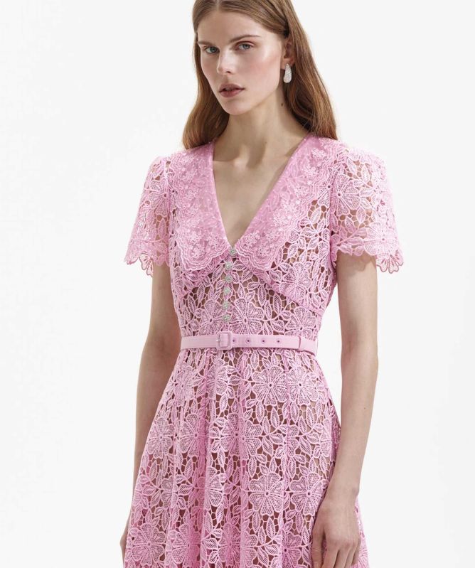 self-portrait☆Belted guipure lace midi ワンピース【UK発】 SELF-PORTRAIT Belted guipure lace midi dress | NET-A-PORTER