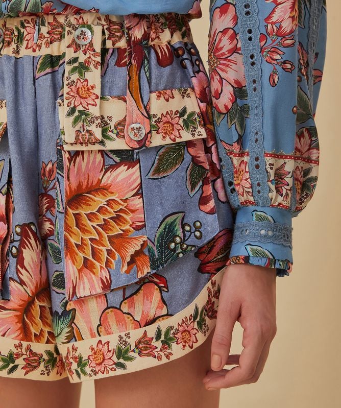 FARM Rio Wonderful Bouquet Linen Shorts