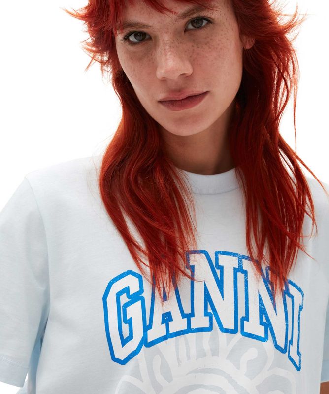 GANNI Relaxed Organic Cotton Flower T-Shirt