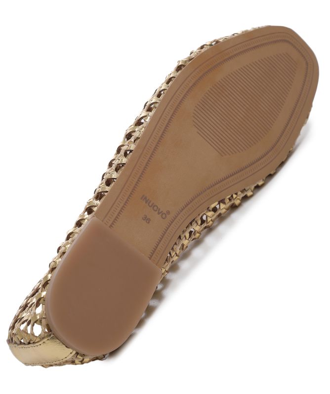INUOVO Raffia Leather Ballet Flats