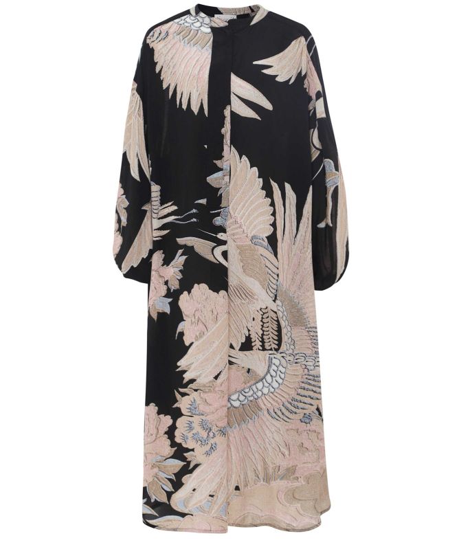 One Hundred Stars Crane Black Crepe Darcy Dress