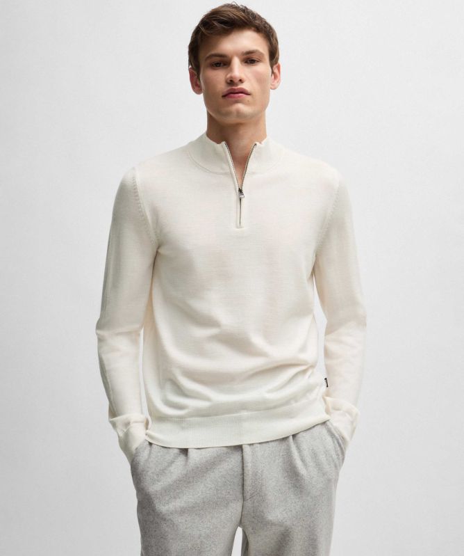 BOSS Virgin Wool Ebenji Zip Jumper