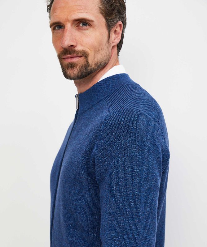 Thomas Maine Merino Linen Zip Cardigan