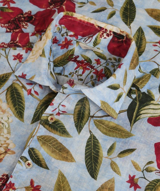 Stenstroms Fitted Body Linen Floral Shirt