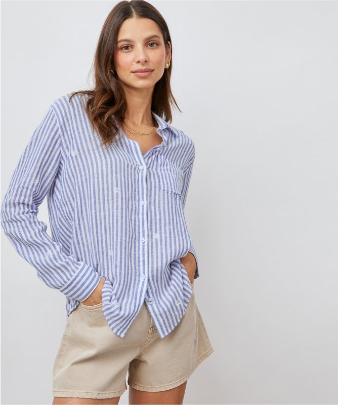 Rails Linen Striped Daisy Charli Shirt