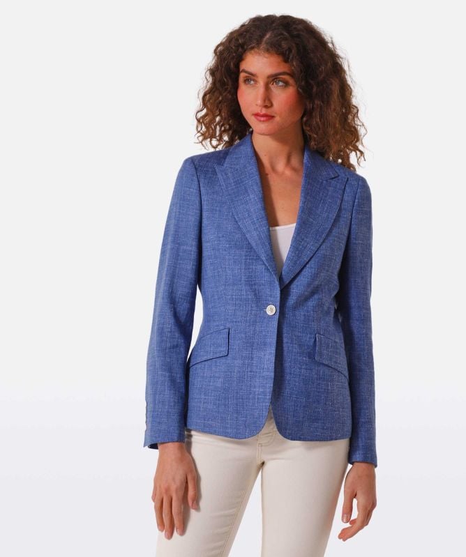 Eddy & Ivy Blue Wool-Silk-Linen Blazer | Jules B