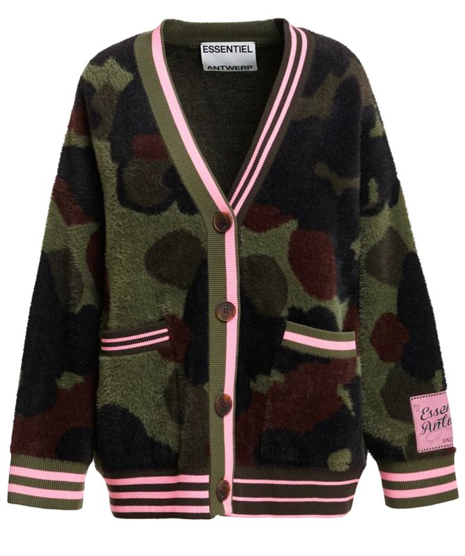 Essentiel Antwerp Kamoo Camo Jacquard Cardigan