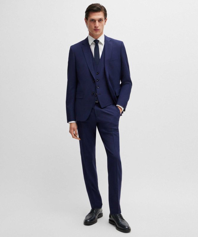 BOSS Dark Blue Slim Fit H-Huge-3Pcs-232 Suit