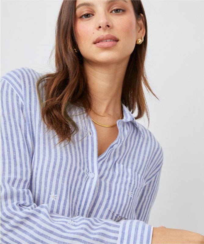Rails Linen Striped Daisy Charli Shirt