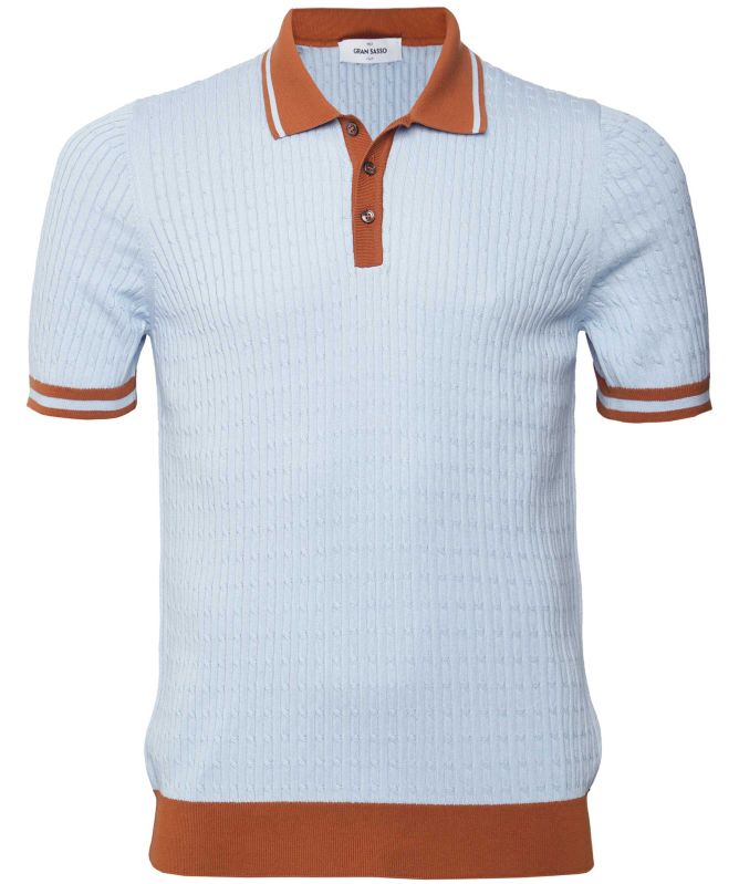 Gran Sasso Textured Knit Tennis Polo Shirt