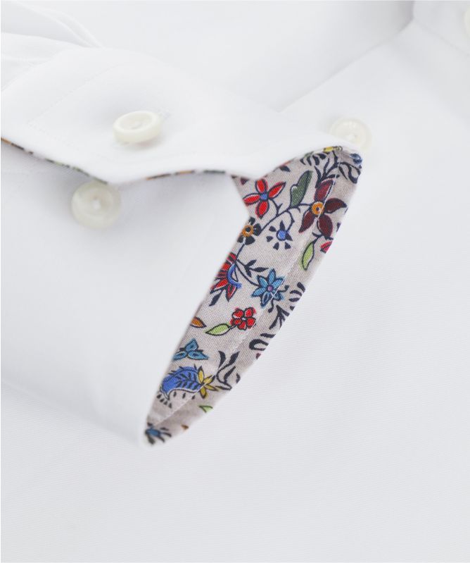 Eton Contemporary Fit Floral Trim Shirt