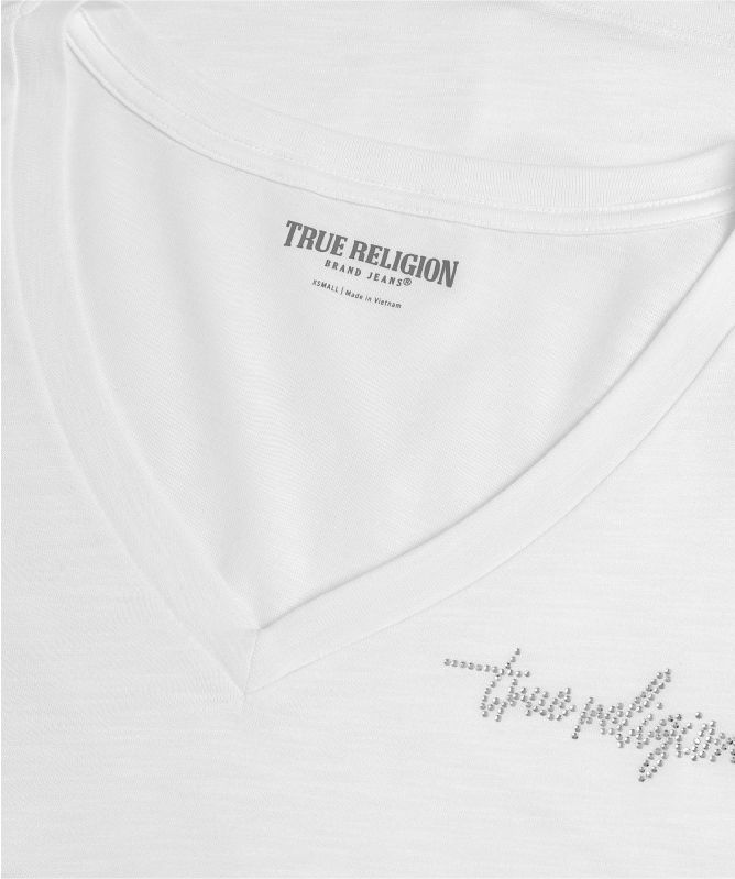 True Religion Crystal Logo V-Neck T-Shirt