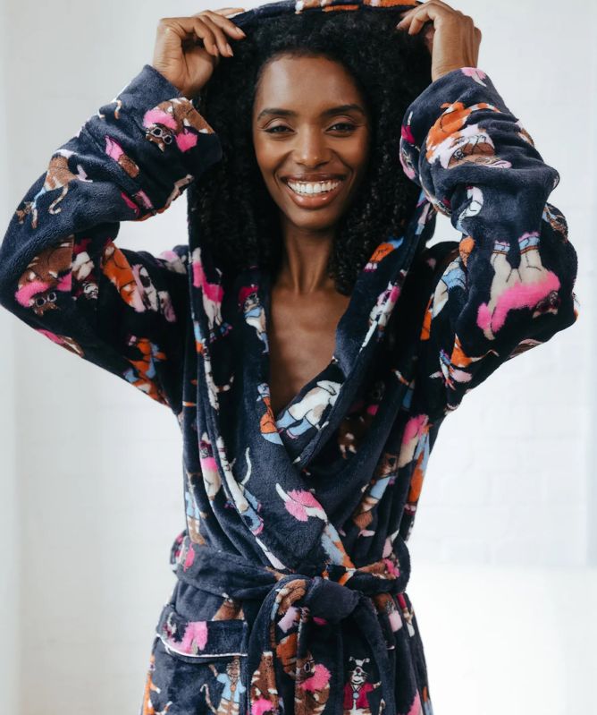 Chelsea Peers Fleece Disco Cats Print Dressing Gown