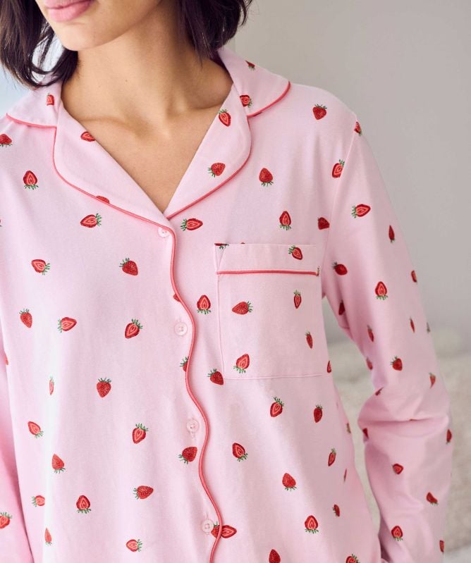 Chelsea Peers Ditsy Strawberry Long Pajamas