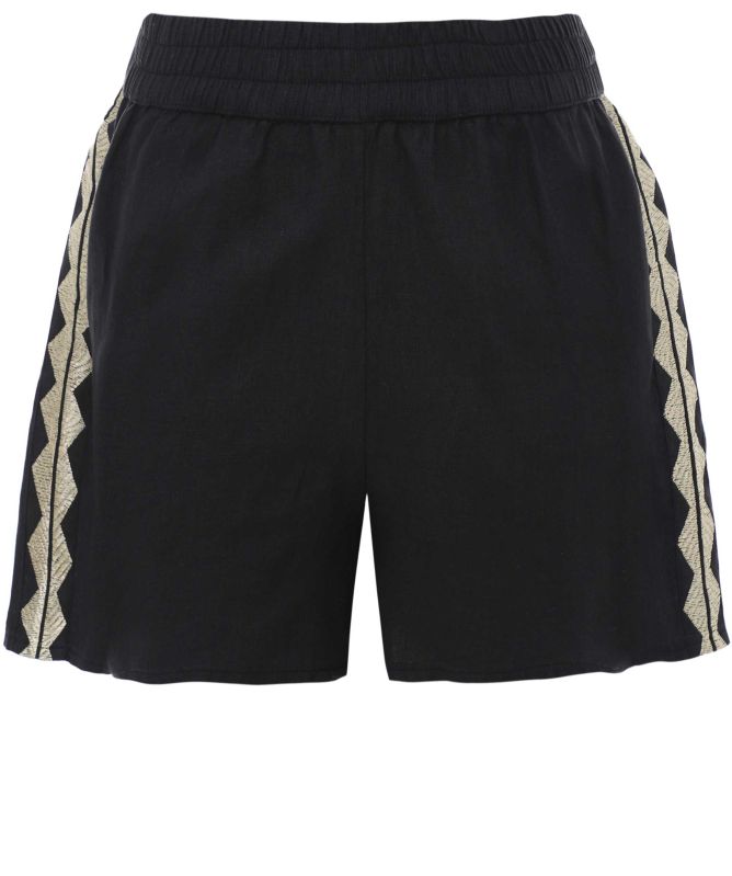 Greek Archaic Kori Feather Linen Shorts