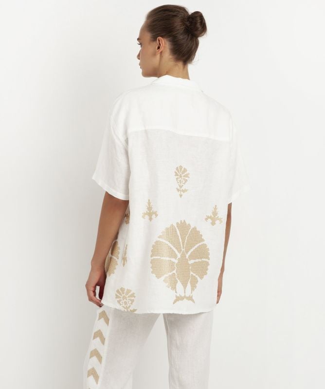 Greek Archaic Kori Linen Peacock Jacket